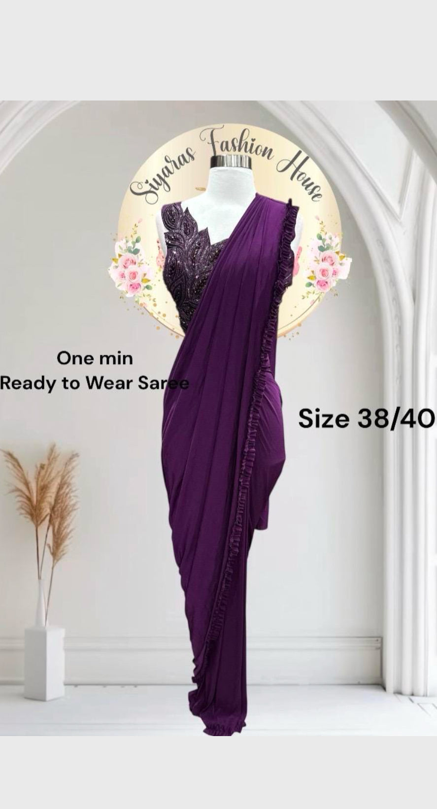Beautiful Indowestern style cocktail saree/one mins saree in size 38/40 wedding wear
