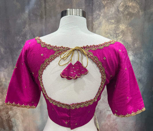 Pure raw silk blouse in Rani pink color. Available size is 36 to 40