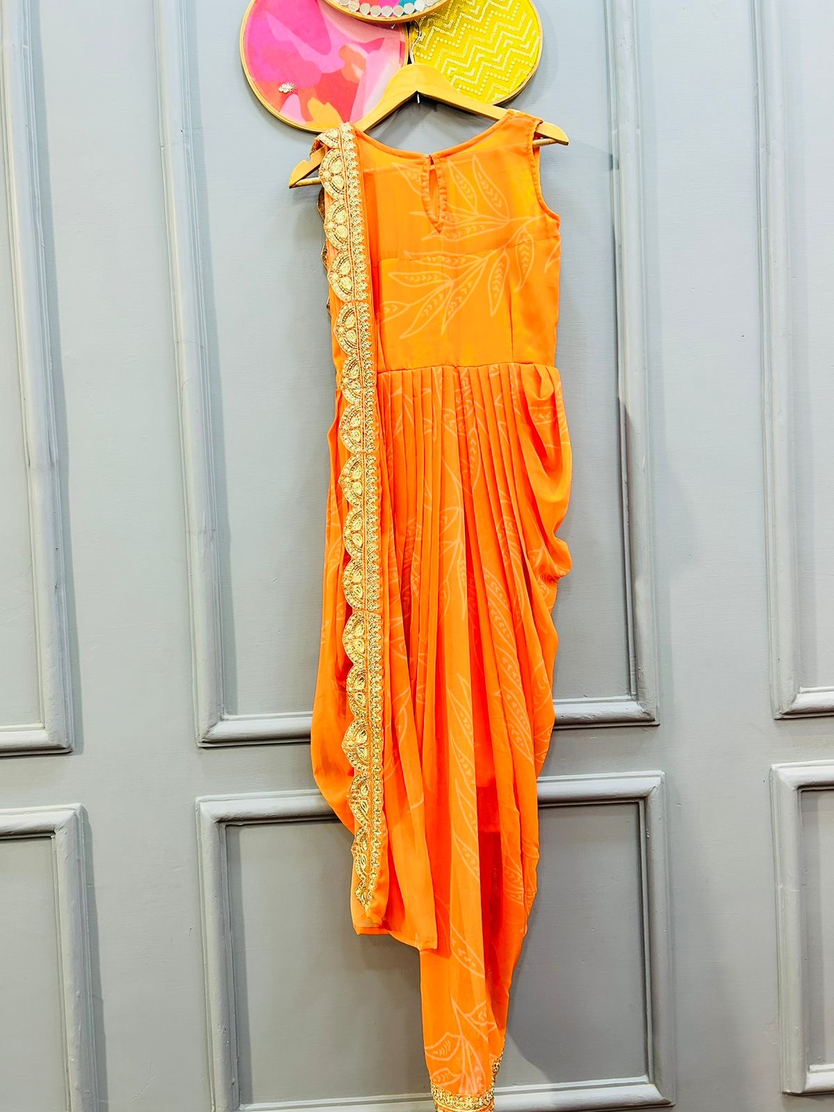 Partywear Cowl style Georgette IndoWestern dress perfect for Haldi /wedding/cocktail occasions size med 38 and XL 42 Reqdy to ship