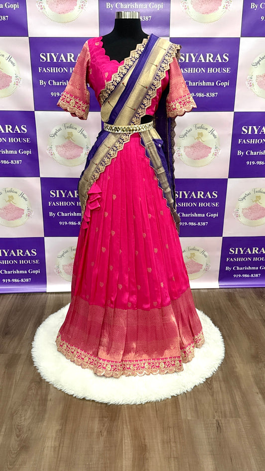 Beautiful Banarasi Soft Silk half saree customized for any festival occasion ❤️.