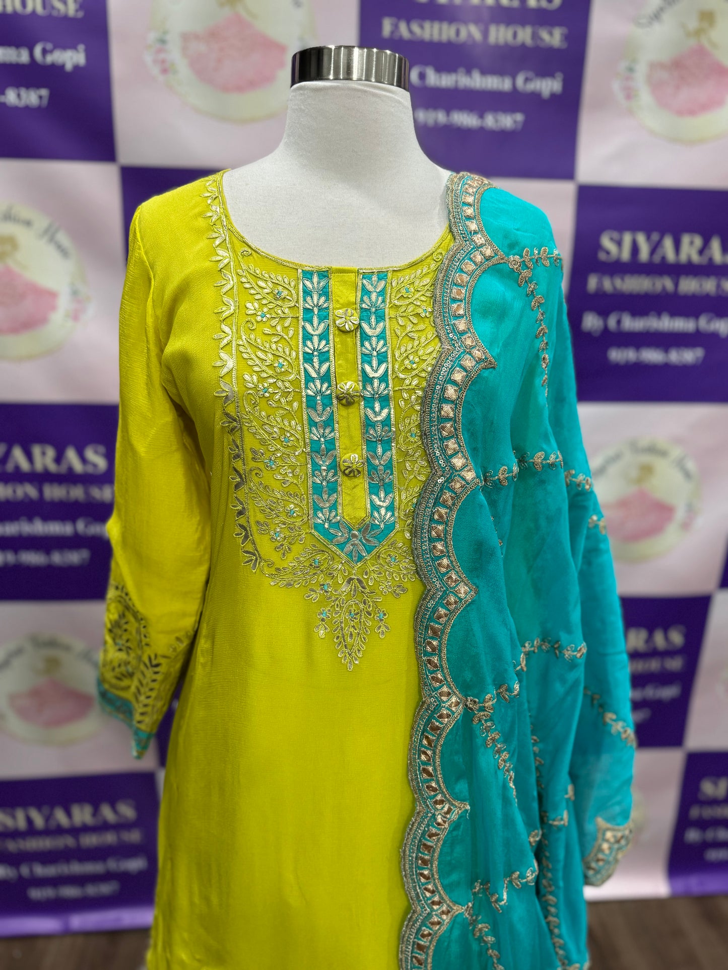 Beautiful designer Sharara set ready to wear. Available in size 42