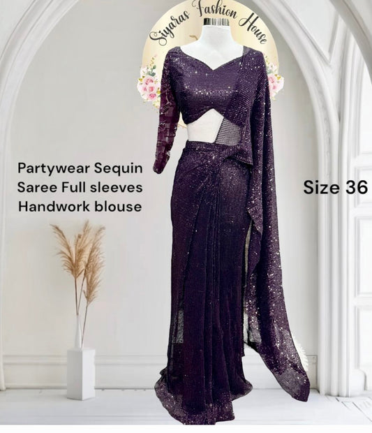 Steal the spotlight with this dazzling Sequin Saree & full-sleeve handwork blouse – pure elegance with a glam twist! 💜 Be it cocktail nights, receptions, or glam parties – this saree steals the show
Size 36 Color: Wine