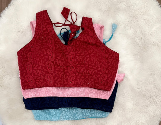 Lovely Chikankari sequin party wear blouse / CropTop. Available in size 36 / 38. Hands can be attached.