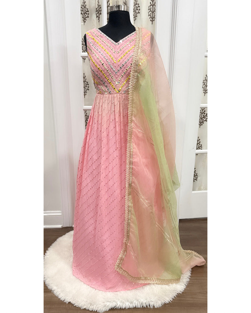 Glamorous Georgette Mirror Work Anarkali Long Gown ✨
💖 Elegant and Festive 💖
* Size: 42 in
* Length: 58 in