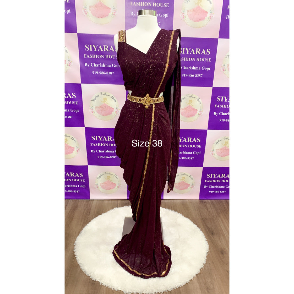 Beautiful Georgette Ready to Wear saree which has a waistband with closure and comes with stitched blouse