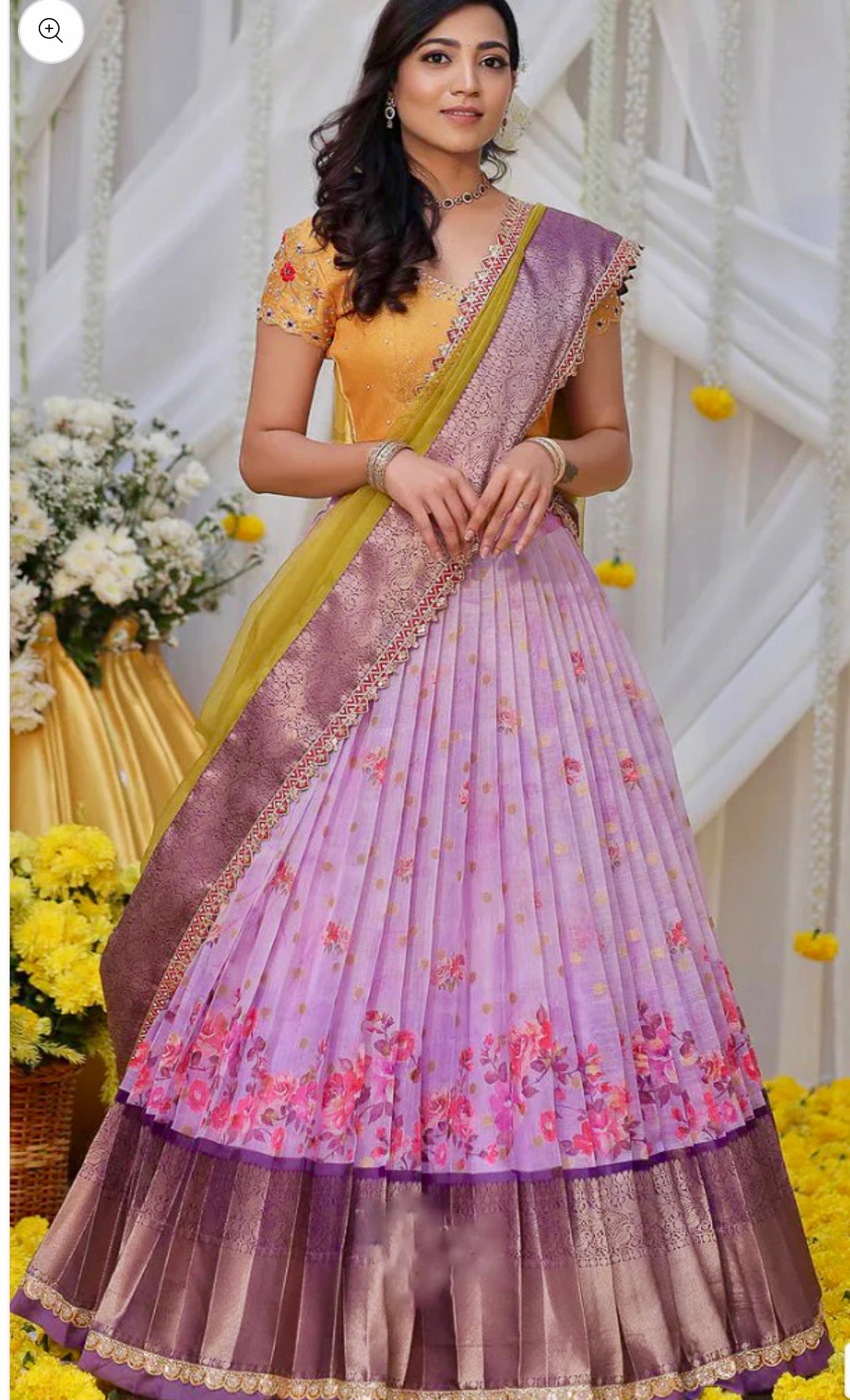 Bananas pattu Lehanga Half sare with organza dupatta size 44 ready to ship UsA