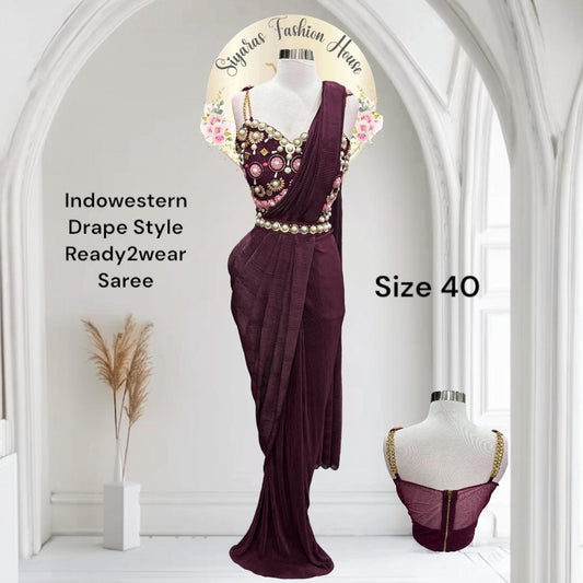 Beautiful ready to wear Pdp inspired design Saree. Available in size 38/40