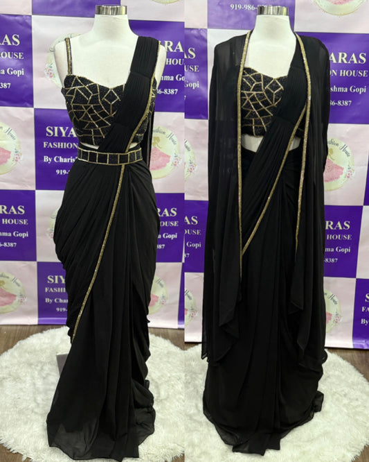 New Collection Gorgeous Indowestern drape style Lehanga with cape and belt size 40