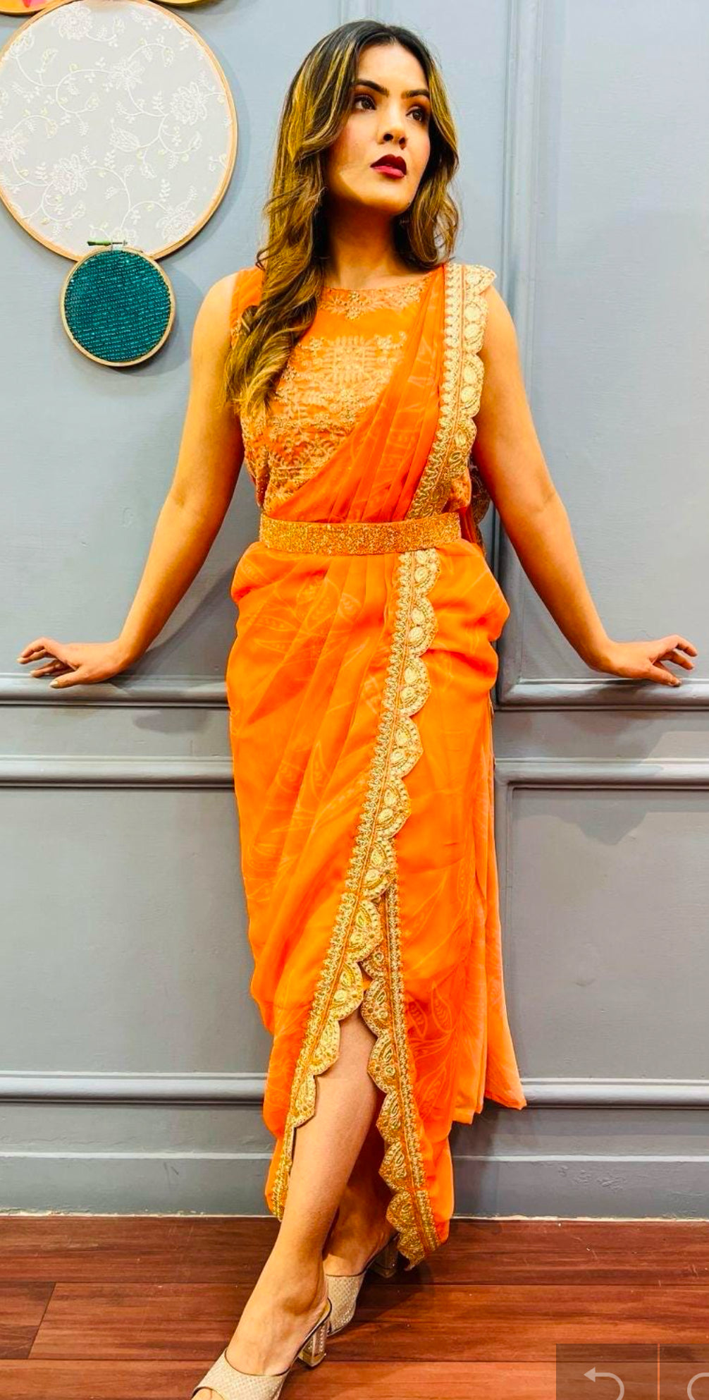 Partywear Cowl style Georgette IndoWestern dress perfect for Haldi /wedding/cocktail drape style occasions size med 38 and XL 42 Reqdy to ship