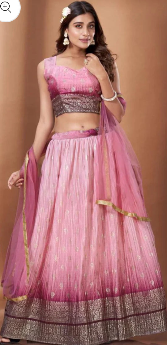 Pink Elegant Silk Lehanga Choli Teens/Adults gifting Lehanga Partywear dress
