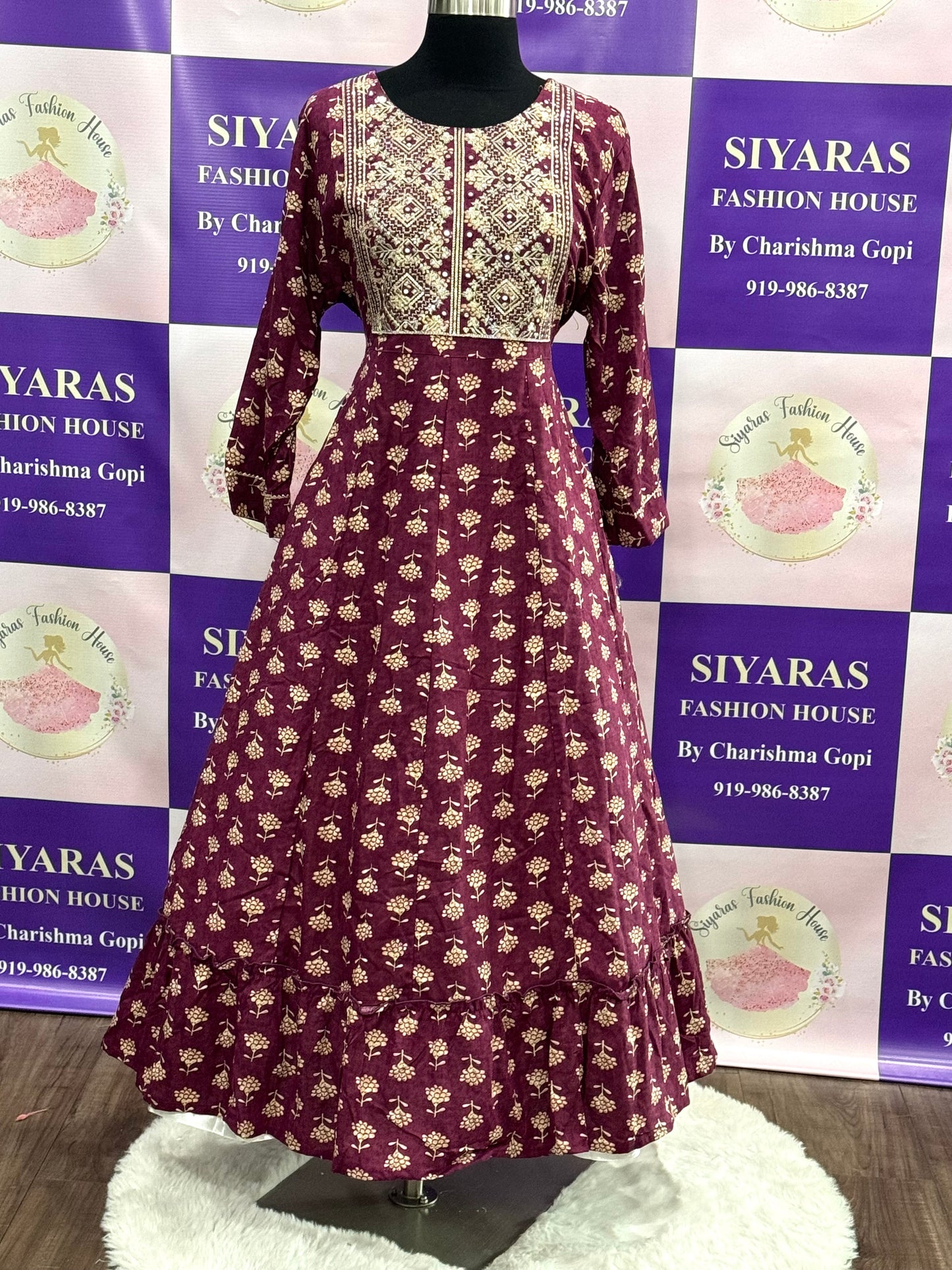 Casual wear rayon gown in size 38/40/42/44. Gown length is 50 inch