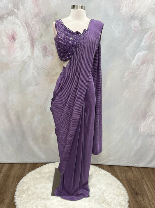 Gorgeous Partywear Ready to Wear Saree with Hand work designer blouse size 36 Ready to ship USA
