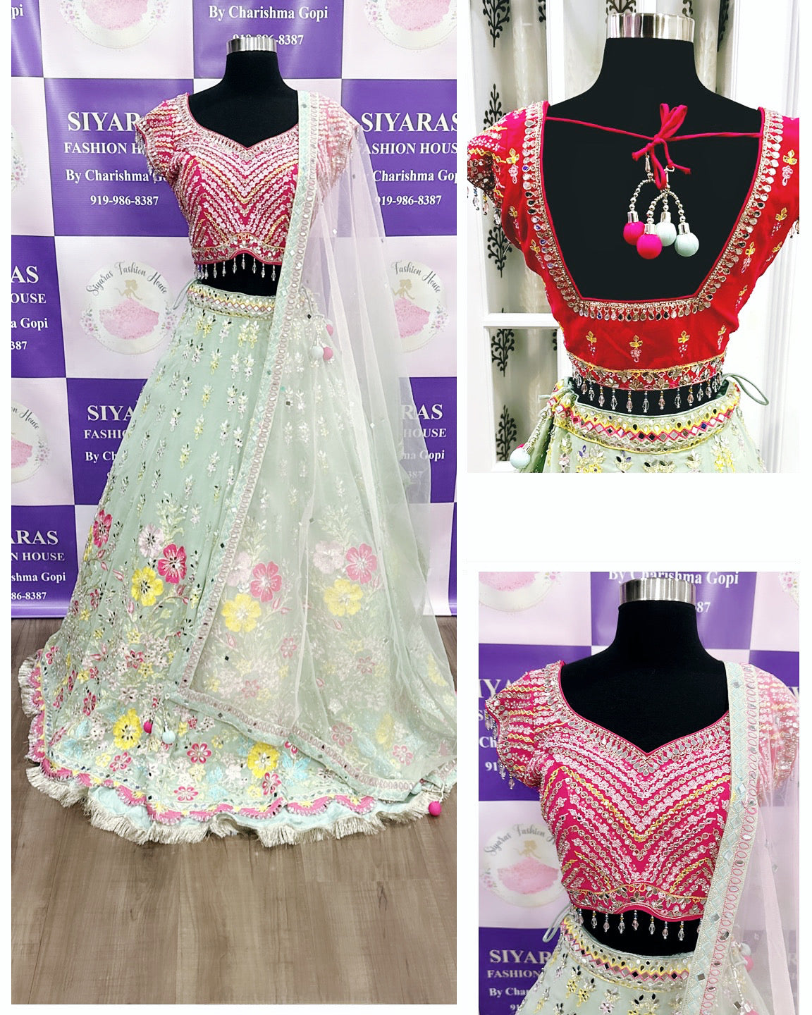 Heavy Bridal Lehanga. 🥰Shine bright like a diamond 💎 in our Heavy Mirror Work Floral pastel color Lehanga Collection! Perfect for your special day.🥰
