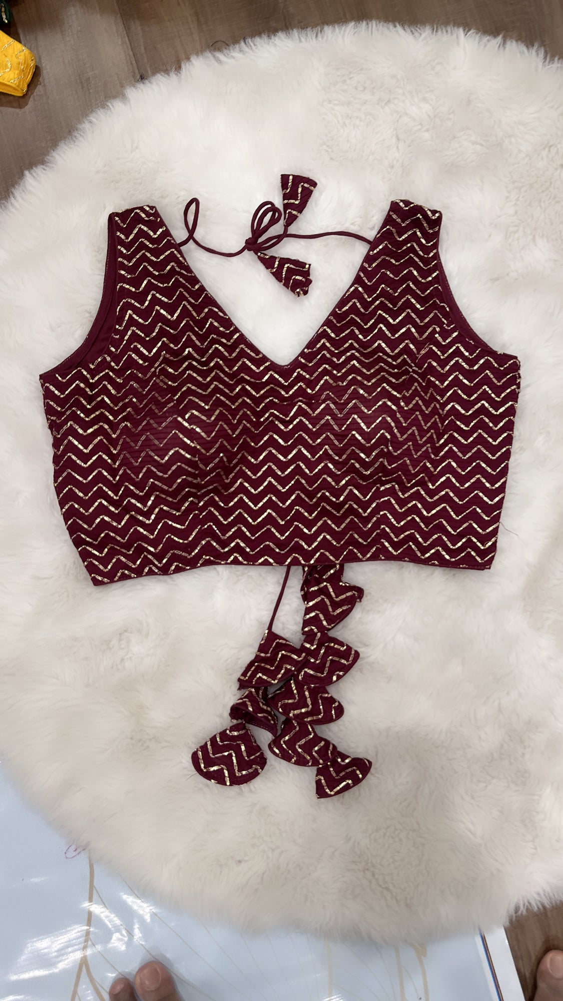 Lovely party wear Designer Gotta Patti Blouse perfect for any occasion. Hands are attached inside. Available in size 36 / 38