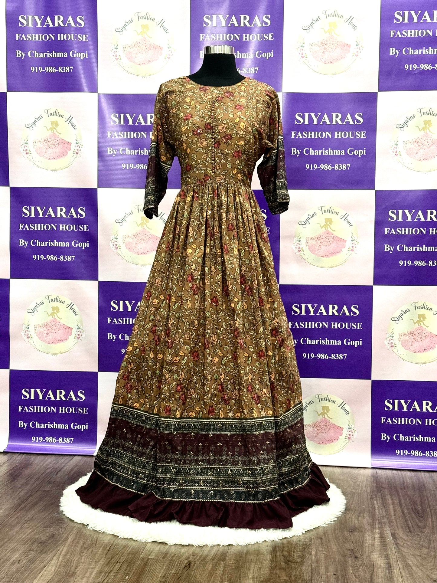 Beautiful Kalamkari party wear gown. Fits size 42/44