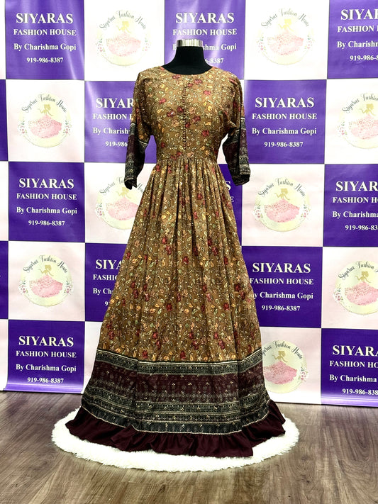Beautiful Kalamkari party wear gown. Fits size 42/44