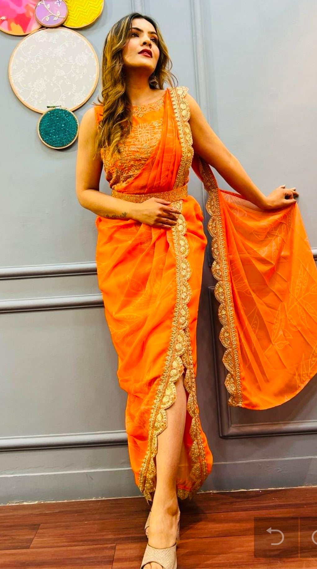 Partywear Cowl style Georgette IndoWestern dress perfect for Haldi /wedding/cocktail drape style occasions size med 38 and XL 42 Reqdy to ship