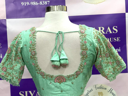 Bridal Hand work blouses on pure Raw silk fabric with. Available for pickup in size 36 upto 40