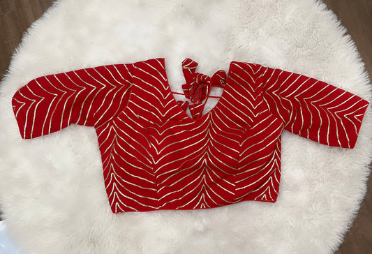 Beautiful croptop/ saree blouses with Gotapatti design. Available in size 38