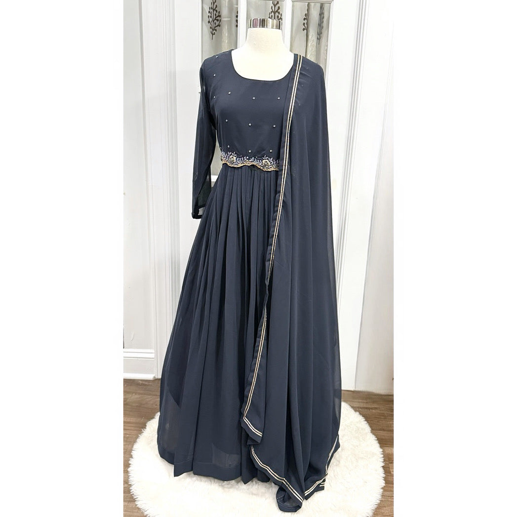 😍Lovely long gown with hand work and Dupatta. Available in size 40