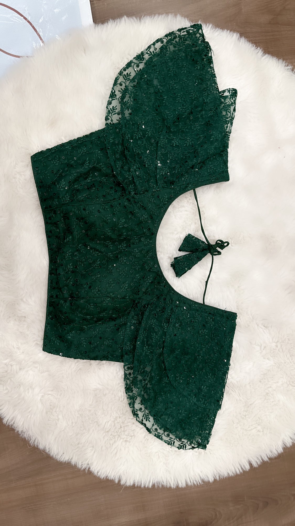 Beautiful 3 layer raffle hand with sequin blouses / CropTop perfect to wear on lehanga or sarees.