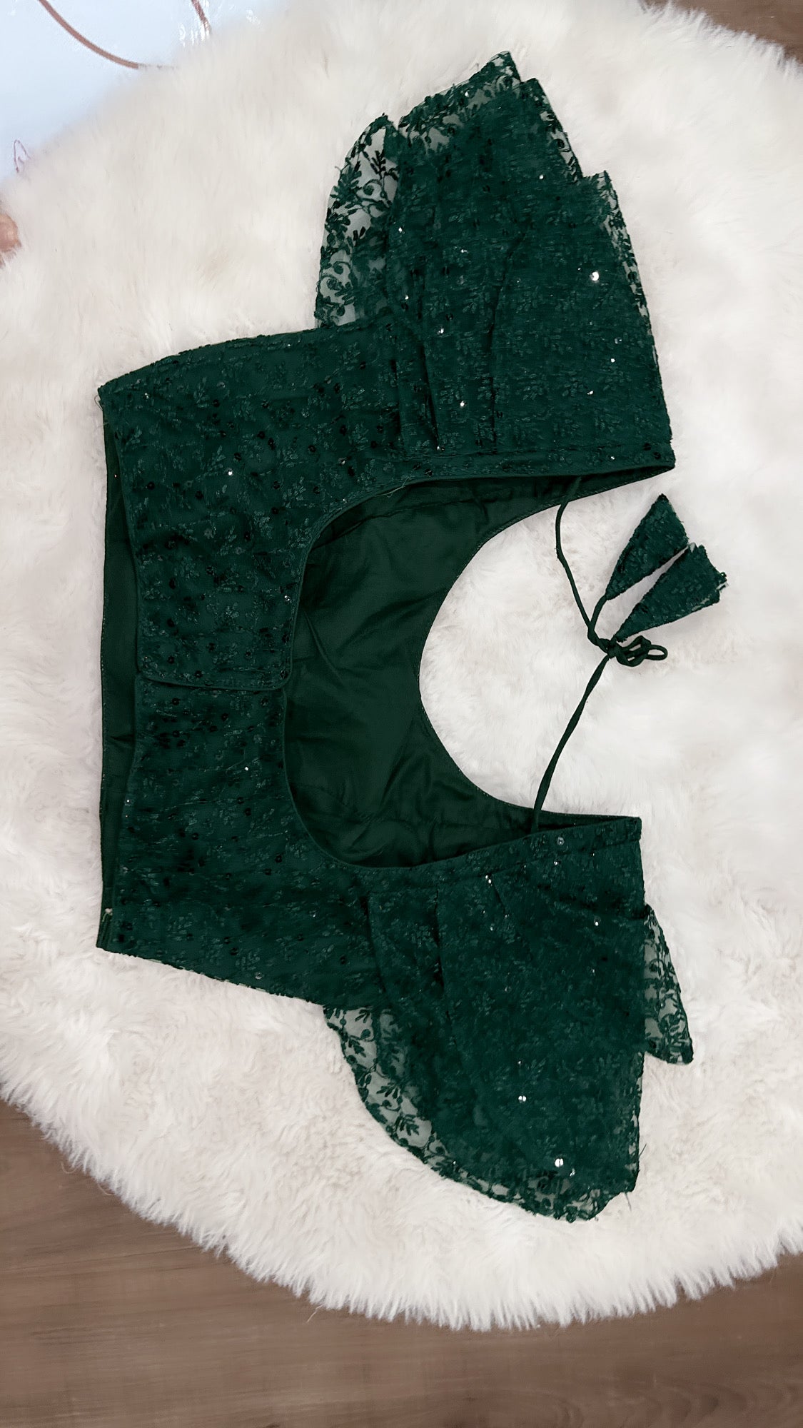 Beautiful 3 layer raffle hand with sequin blouses / CropTop perfect to wear on lehanga or sarees.