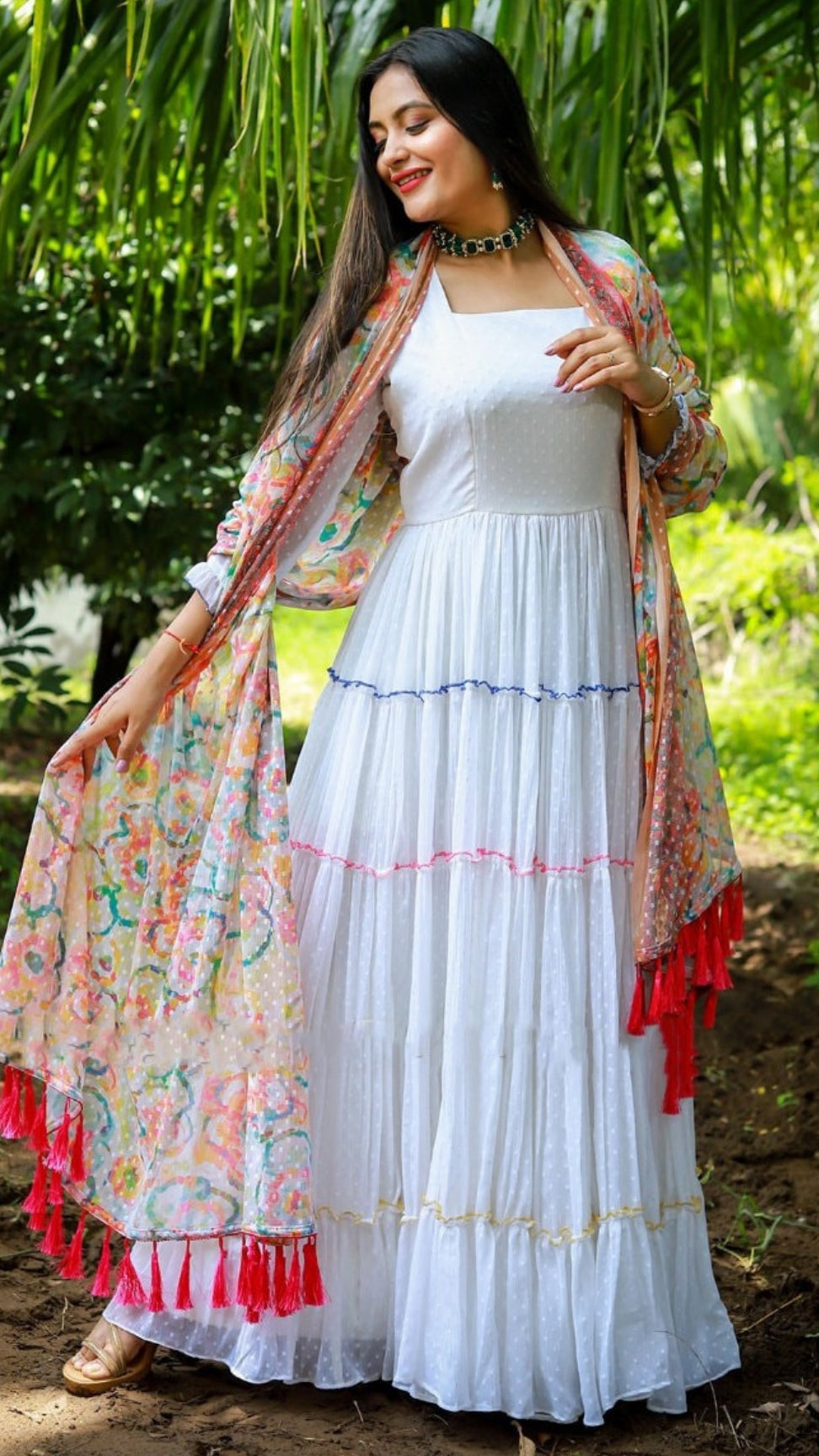 Indian Ethnic Long Dress with Heavy ghera | Party Wear Dress | Bollywood Gown