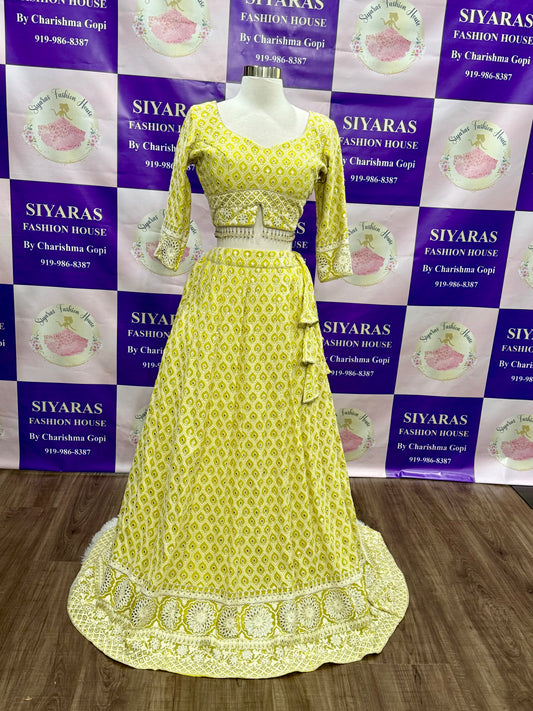Gorgeous chikankari lehenga Perfect for brides and party queens who want to shine in timeless grace. Available in size 36 to 40
