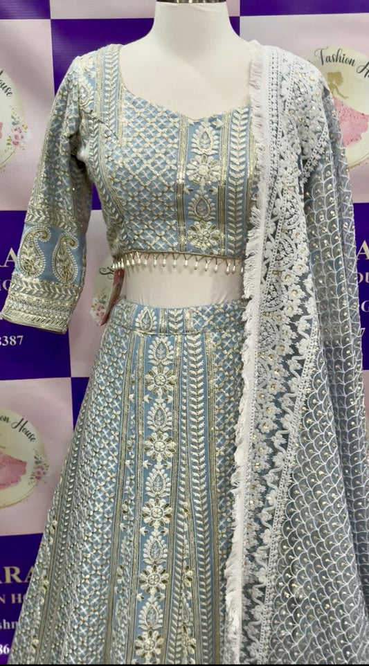 Beautiful exclusive wedding/ Party wear collection of our Customized Chikankari lehengas stitched for queens. Available in size 38 upto 42