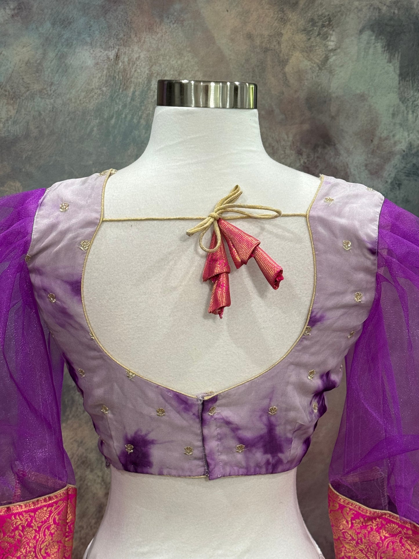 Beautiful customized Organza half saree with Pattu border. Available in size 34