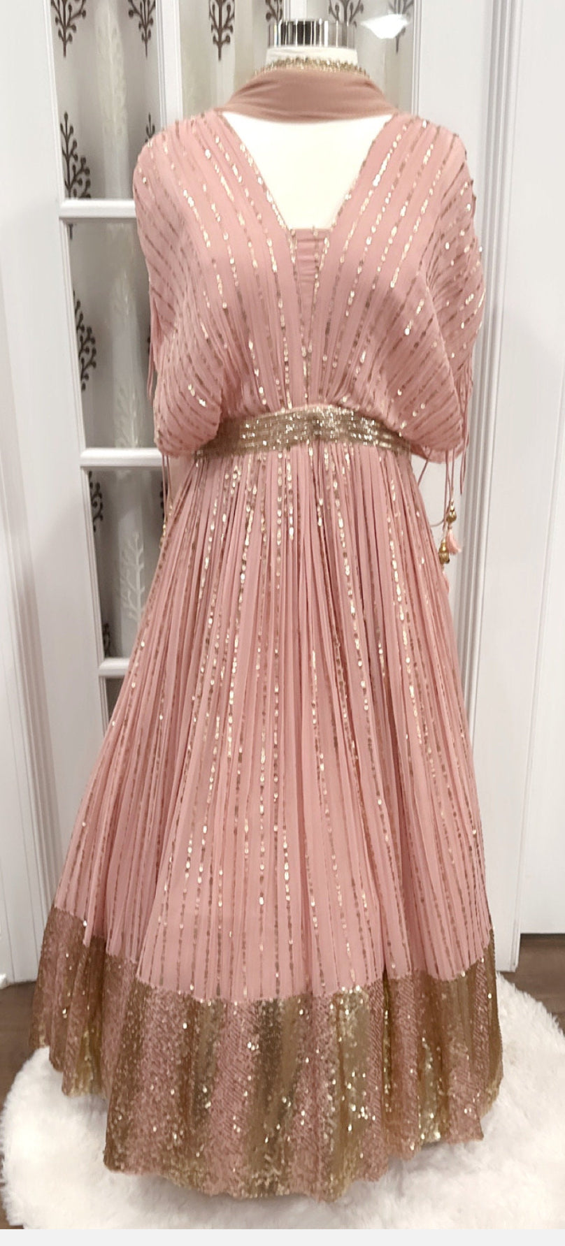 Grand IndoWestern sequin heavy Partywear Gown comes with Dupatta and matching Pant.