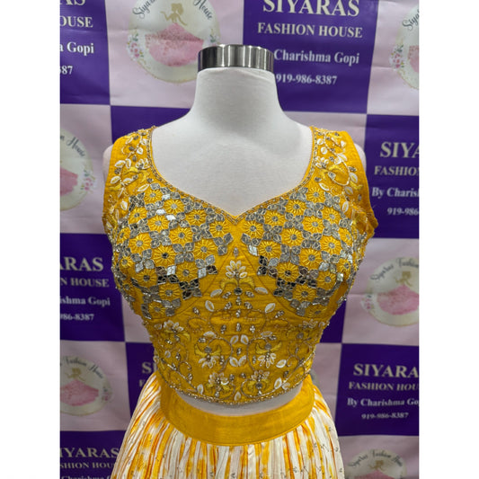 Gorgeous Lehanga choli size 40 with mirror work and hand work on blouse | wedding | haldi Partywear dress| free ship USA from NC