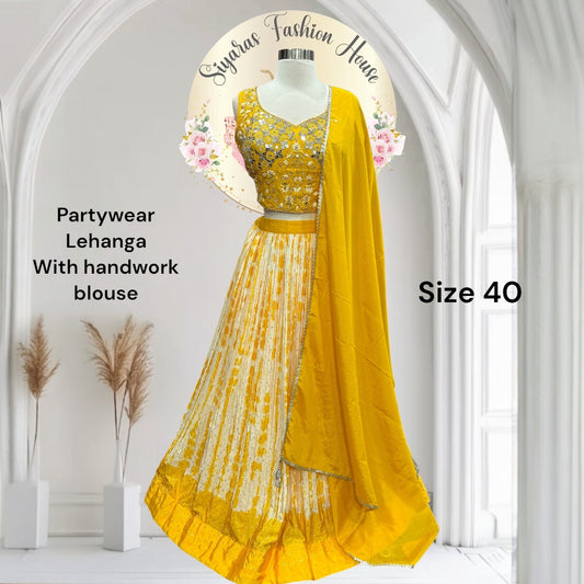 Gorgeous Lehanga choli size 40 with mirror work and hand work on blouse | wedding | haldi Partywear dress| free ship USA from NC