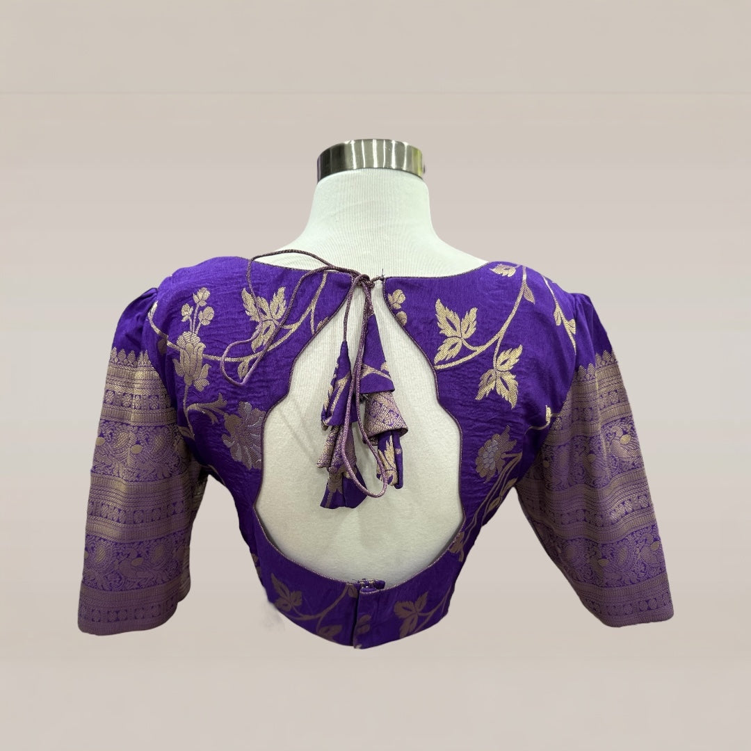 Traditional Purple Half Saree with Golden Zari Work | Elegant Ethnic Wear | Wedding & Festive Outfit | Size 40