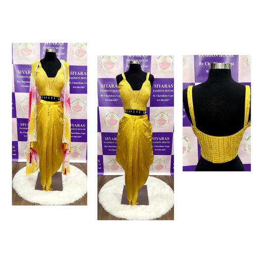 Stylish Dhoti style pants with comfortable croptop Haldi Dress | Partywear dress. Size 38