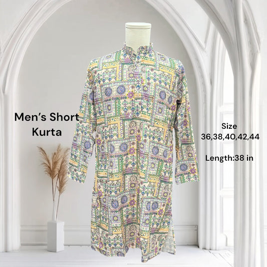 Men’s short Kurta designer print size 36, 38,40,42,44