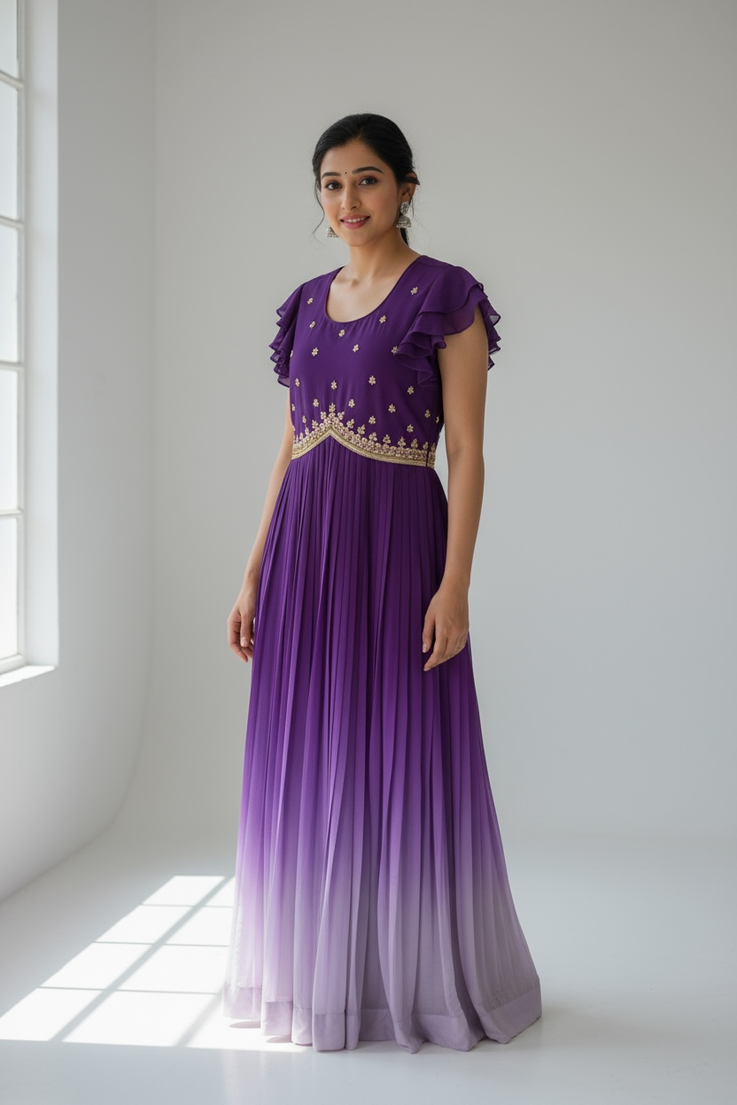 Gorgeous flowy Georgette Partywear long gown size 36