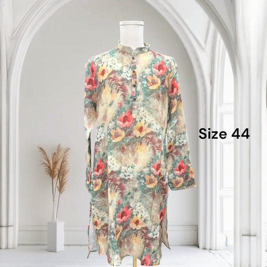 Beautiful floral print Men’s linen kurta with white pyjama set wedding Partywear dress | men’s pastel | ready to ship from USA