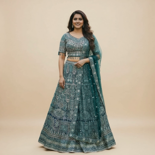 😍 Beautiful green wedding/Bridal lehenga. Available in size 38/40
