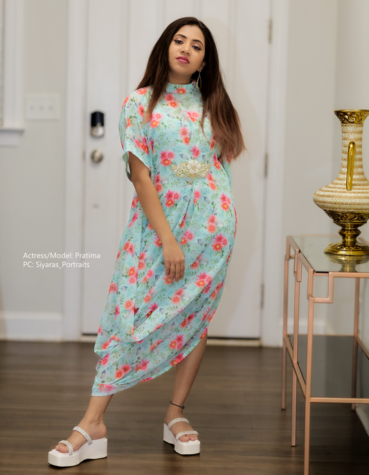 Elegant partywear cowl style indowestern dress 2 pc set size 36/38 partywear dress