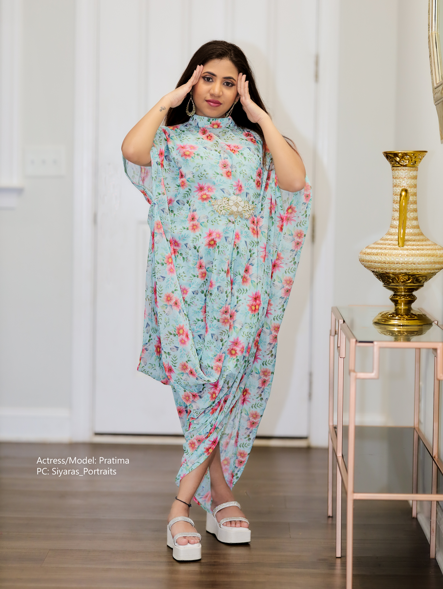 Elegant partywear cowl style indowestern dress 2 pc set size 36/38 partywear dress