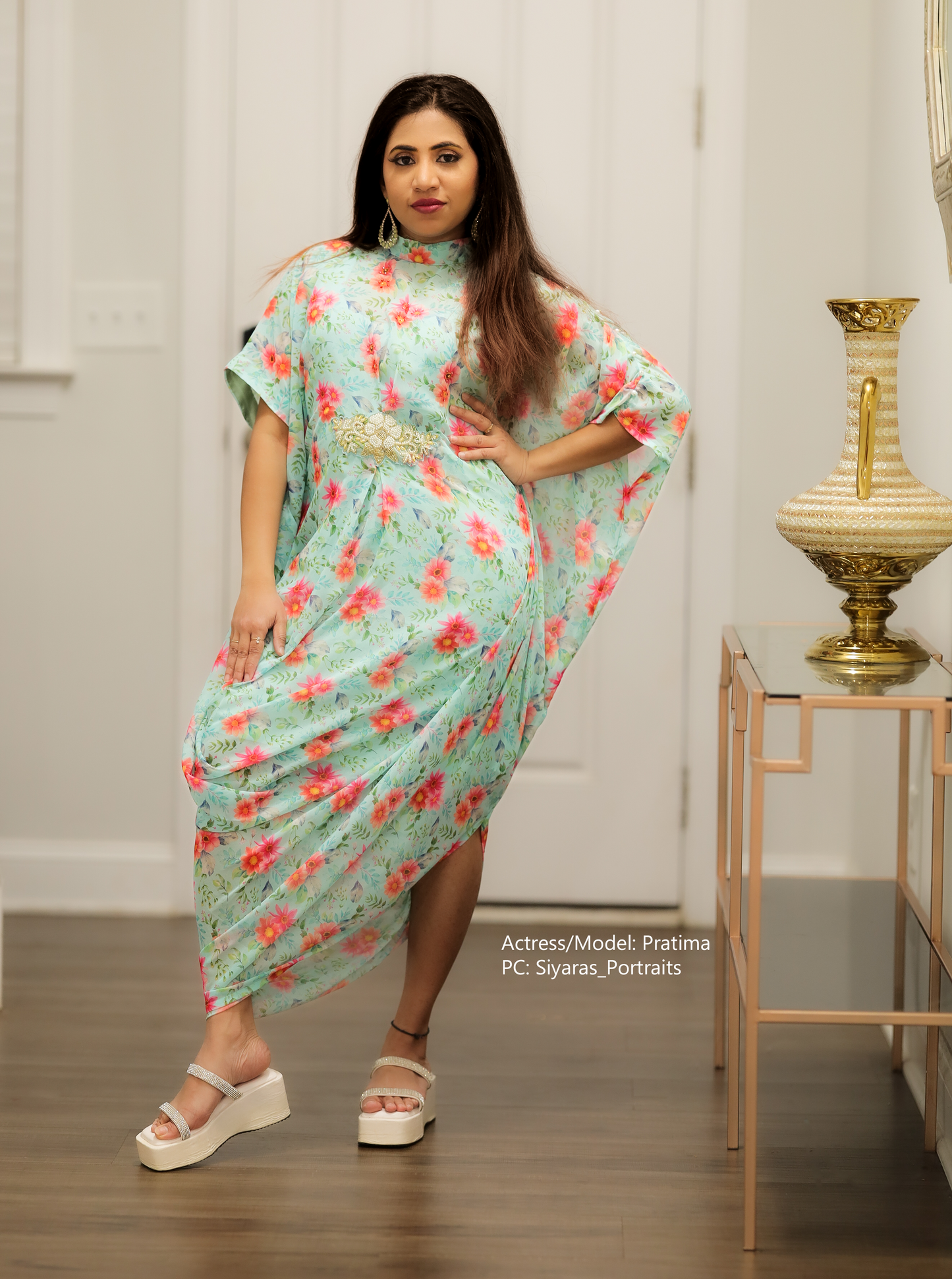 Elegant partywear cowl style indowestern dress 2 pc set size 36/38 partywear dress