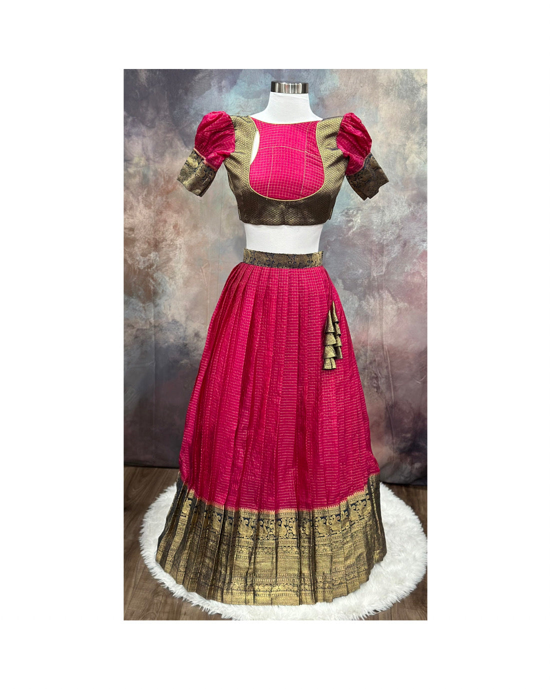 Trendy Girl's Mangalagiri Half Saree Langa voni Set in vibrant colors size 30 to 34 girls 10-13 yrs sizing available ready to ship