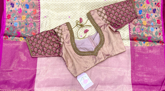 On Sale Silk saree with Maggam work blouse