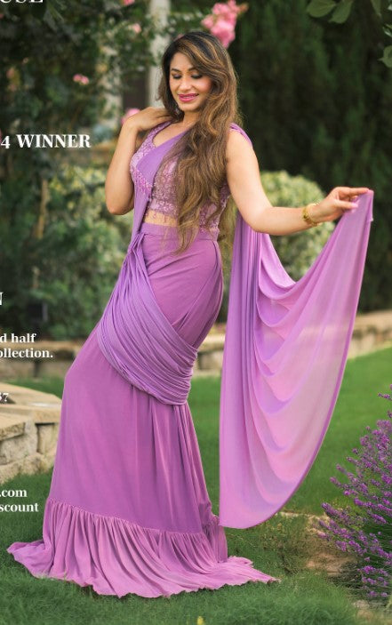 Stunning Indowestern Drape Style Lehanga with Elegant stylish Jacket with embroidery work trendy design