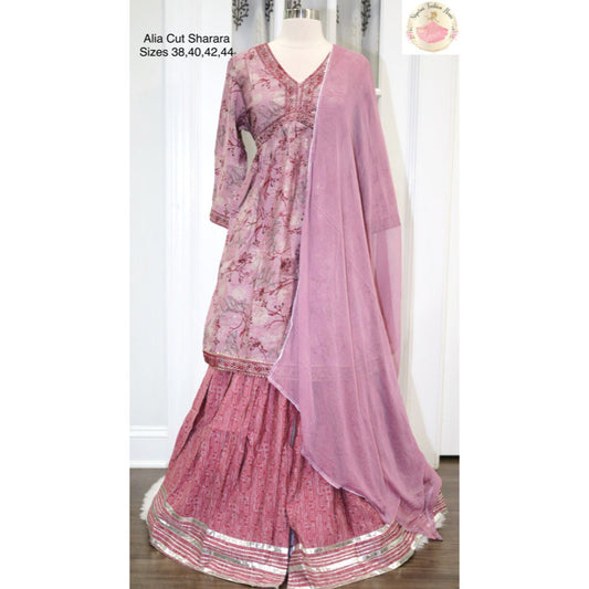 Beautiful Alia cut amuslin Sharara set in light blue color very soft and breezy in touch