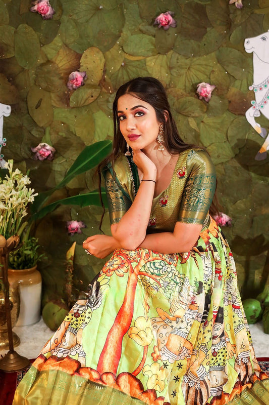 Traditional Kalamkari Long Gown  for weddings and functions, Traditional gown Bollywood Gown Kalamkari