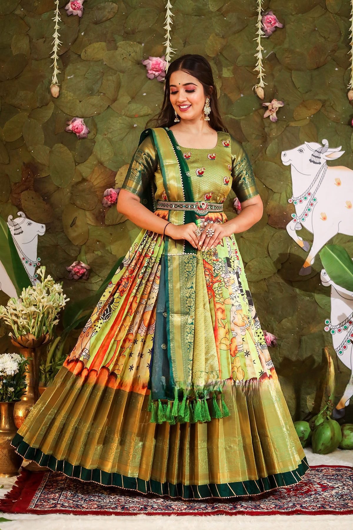 Traditional Kalamkari Long Gown for weddings and functions, Traditional gown Bollywood Gown Kalamkari