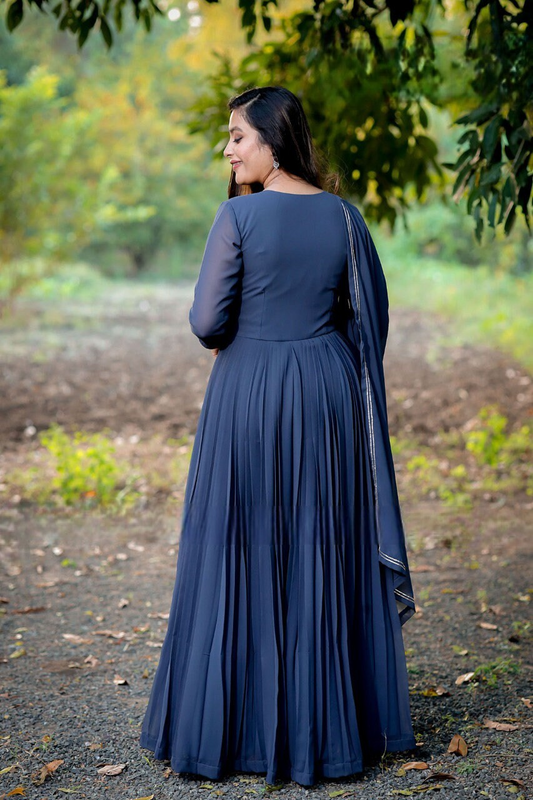 On sale Beautiful Georgette hand work Embroidered Anarkali long gown Dupatta Partywear Dress, Bollywood gown , wedding wear size 40