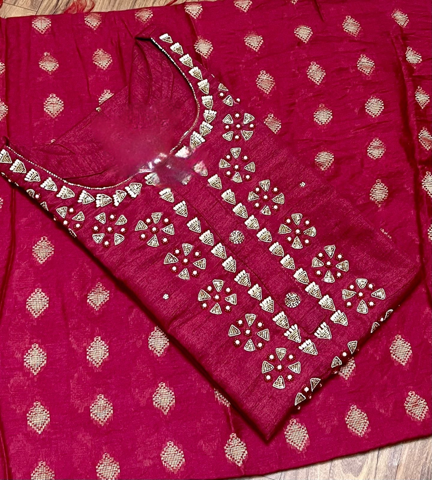 Heavy Embroidery Handwork Kurta along with Beautiful Banarasi weaved Dupatta